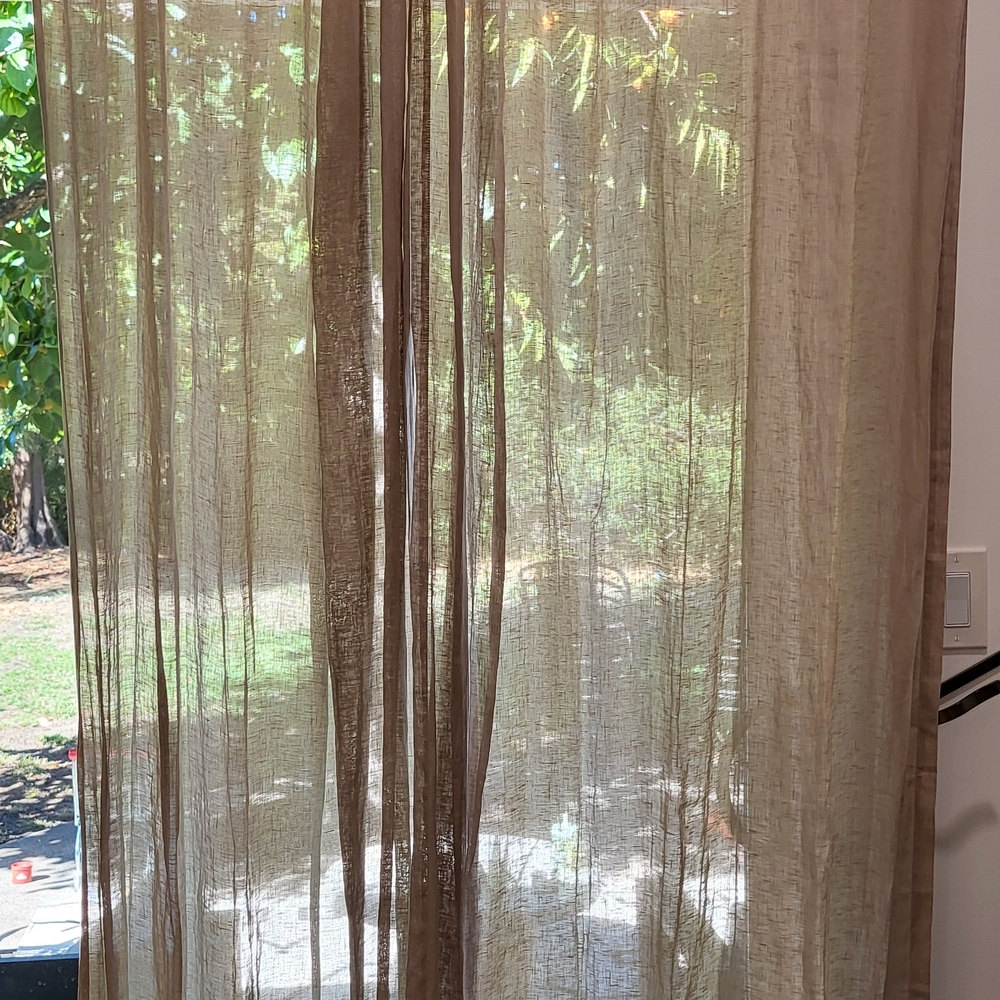 West Elm European Flax Linen Dusty Pink Curtain Panel 48x96 Two Panels